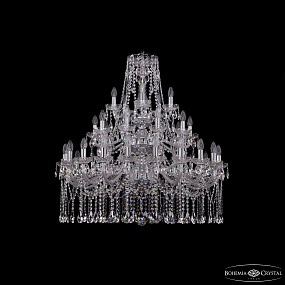 Большая хрустальная люстра Bohemia IVELE Crystal 1413/20+10+5/360/3d Ni