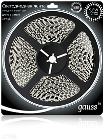 Светодиодная лента GAUSS 9.6 Вт/м 3528 SMD 6500K