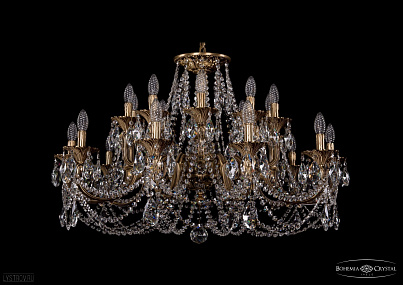 Литая подвесная люстра с хрусталем Bohemia IVELE Crystal 1702/10+10/335+150/C/FP
