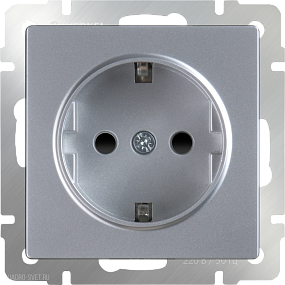 Розетка с заземлением и шторками  (серебряный) Werkel WL06-SKGS-01-IP44