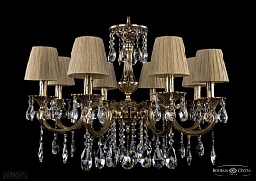 Литая подвесная люстра с хрусталем и абажурами Bohemia IVELE Crystal 1702/8/265/A/GB/SH7