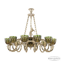 Большая люстра Bohemia Ivele Crystal Verona 72003P/12/300 GW P1 U Amber-Green/H-1I FH1B