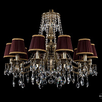 Литая подвесная люстра с хрусталем и абажурами Bohemia IVELE Crystal 1771/10/220/A/GB/SH9B