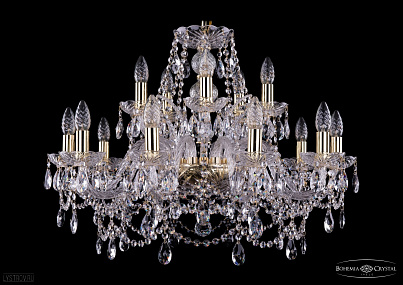 Хрустальная подвесная люстра Bohemia IVELE Crystal 1411/10+5/240/G