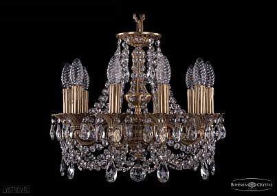 Литая подвесная люстра с хрусталем Bohemia IVELE Crystal 1707/10/125/C/FP