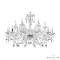 Большая хрустальная люстра Bohemia IVELE Crystal 105/12+6/360 Ni