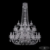Большая хрустальная люстра Bohemia IVELE Crystal 1402/20+10+5/400/h-158/3d Ni