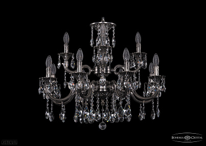 Литая подвесная люстра с хрусталем Bohemia IVELE Crystal 1722/8+4/265+181/A/NB