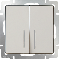 Выключатель двухклавишный с подсветкой (слоновая кость) Werkel WL03-SW-2G-LED-ivory