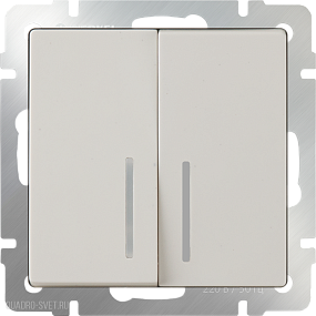 Выключатель двухклавишный с подсветкой (слоновая кость) Werkel WL03-SW-2G-LED-ivory