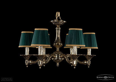 Литая подвесная люстра с хрусталем и абажурами Bohemia IVELE Crystal 1710/6/160/GB/SH10B
