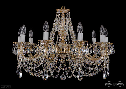 Литая подвесная люстра с хрусталем Bohemia IVELE Crystal 1702/10/265/C/GW