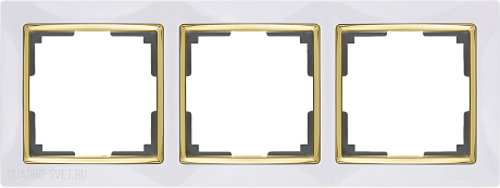 Рамка на 3 поста (белый/золото) Werkel WL03-Frame-03-white-GD