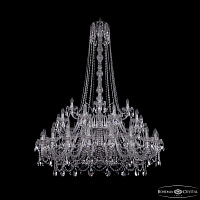 Большая хрустальная люстра Bohemia IVELE Crystal 1411/20+10+5/460/h-175/2d Ni