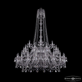 Большая хрустальная люстра Bohemia IVELE Crystal 1411/20+10+5/460/h-175/2d Ni