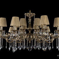 Литая подвесная люстра с хрусталем и абажурами Bohemia IVELE Crystal 1703/18/320+210/A/GB/SH7