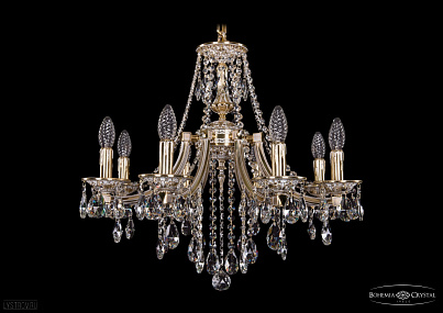 Литая подвесная люстра с хрусталем Bohemia IVELE Crystal 1771/8/190/B/GW