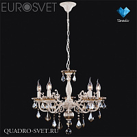 Люстра подвесная EUROSVET 3281 3281/5 белый с золотом/тонированный хрусталь Strotskis