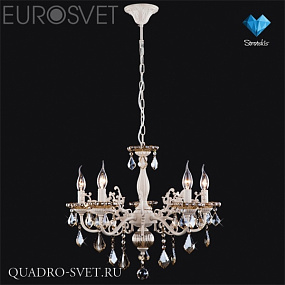 Люстра подвесная EUROSVET 3281 3281/5 белый с золотом/тонированный хрусталь Strotskis