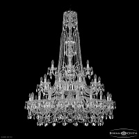 Большая хрустальная люстра Bohemia IVELE Crystal 1411/20+10+5/400/XL-155/3d Ni