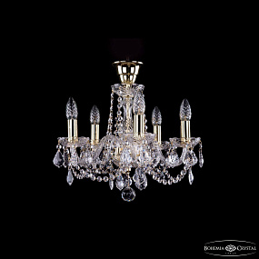 Хрустальная подвесная люстра Bohemia IVELE Crystal 1402/5/141/G/Leafs/Tube