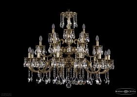 Литая подвесная люстра с хрусталем Bohemia IVELE Crystal 1732/12+6+3/335/SA/GB