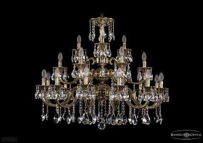 Литая подвесная люстра с хрусталем Bohemia IVELE Crystal 1732/12+6+3/335/SA/GB