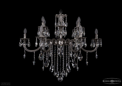 Литая подвесная люстра с хрусталем Bohemia IVELE Crystal 1702/6+6/335+150/B/NB