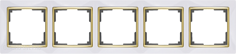 Рамка на 5 постов (белый/золото) Werkel WL03-Frame-05-white-GD