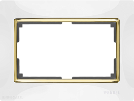 Рамка для двойной розетки (белый/золото) Werkel WL03-Frame-01-DBL-white-GD