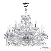 Хрустальная подвесная люстра Bohemia IVELE Crystal 5402/10+5/240 Ni Clear/M-1G