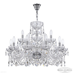 Хрустальная подвесная люстра Bohemia IVELE Crystal 5402/10+5/240 Ni Clear/M-1G