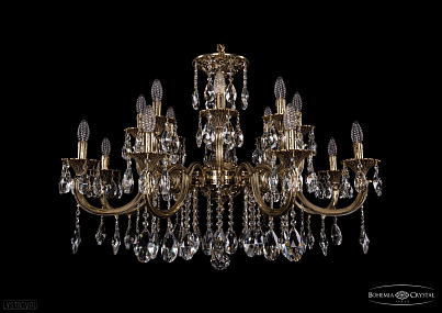 Литая подвесная люстра с хрусталем Bohemia IVELE Crystal 1702/8+8/335+150/A/GB