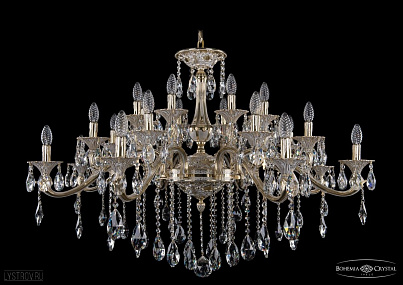 Литая подвесная люстра с хрусталем Bohemia IVELE Crystal 1709/24/410/B/GW