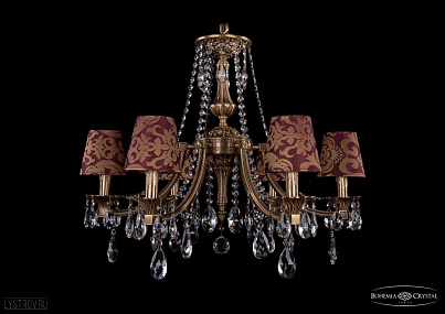 Литая подвесная люстра с хрусталем и абажурами Bohemia IVELE Crystal 1771/6/220/A/FP/SH27