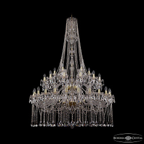 Большая хрустальная люстра Bohemia IVELE Crystal 1413/24+12+6/460/h-185/2d Ni