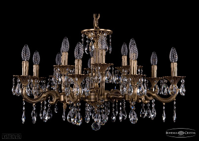 Литая подвесная люстра с хрусталем Bohemia IVELE Crystal 1717/15/A/FP