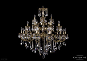 Литая подвесная люстра с хрусталем Bohemia IVELE Crystal 1732/12+6+3/335/SB/GB