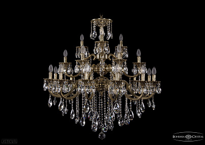 Литая подвесная люстра с хрусталем Bohemia IVELE Crystal 1732/12+6+3/335/SB/GB