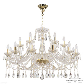 Большая хрустальная люстра Bohemia IVELE Crystal 107/12+6/360 G