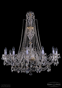 Хрустальная подвесная люстра Bohemia IVELE Crystal 1411/12/380/XL-115/G