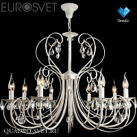 Люстра подвесная EUROSVET 3305 3305/8 белый с золотом/прозрачный хрусталь Strotskis