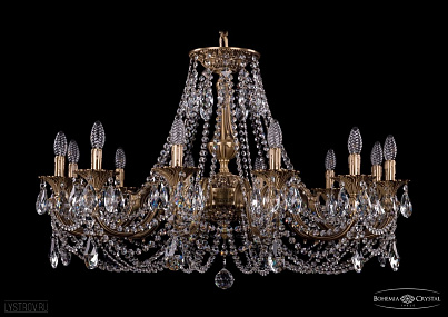 Литая подвесная люстра с хрусталем Bohemia IVELE Crystal 1702/12/335/C/FP