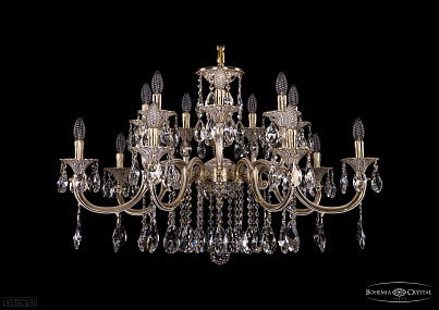 Литая подвесная люстра с хрусталем Bohemia IVELE Crystal 1702/7+7/335+150/A/GW