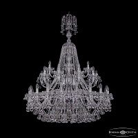 Большая хрустальная люстра Bohemia IVELE Crystal 1409/20+10+5/400/XL-152/2d Ni