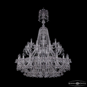Большая хрустальная люстра Bohemia IVELE Crystal 1409/20+10+5/400/XL-152/2d Ni