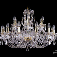 Хрустальная подвесная люстра Bohemia IVELE Crystal 1406/12+6/300/G/Leafs