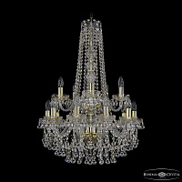Большая хрустальная люстра Bohemia IVELE Crystal 1409/10+5/195/h-83/2d G