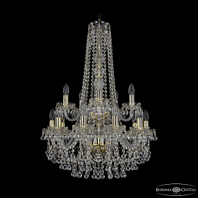 Большая хрустальная люстра Bohemia IVELE Crystal 1409/10+5/195/h-83/2d G