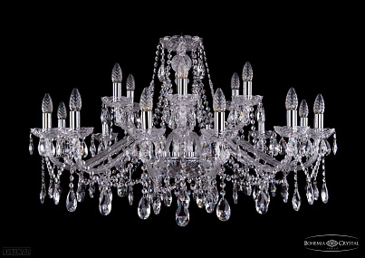 Хрустальная подвесная люстра Bohemia IVELE Crystal 1413/12+6/360/Ni